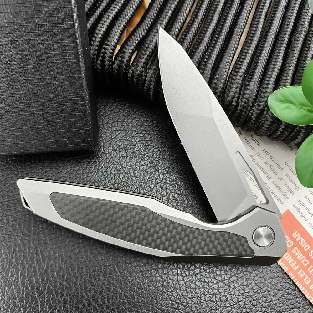 Russian F95NL Edition Bearing Flipper Folding Pocket Knife D2 Blade 420 Steel Carbon Fiber Handle Outdoor Camping Hunting Tool