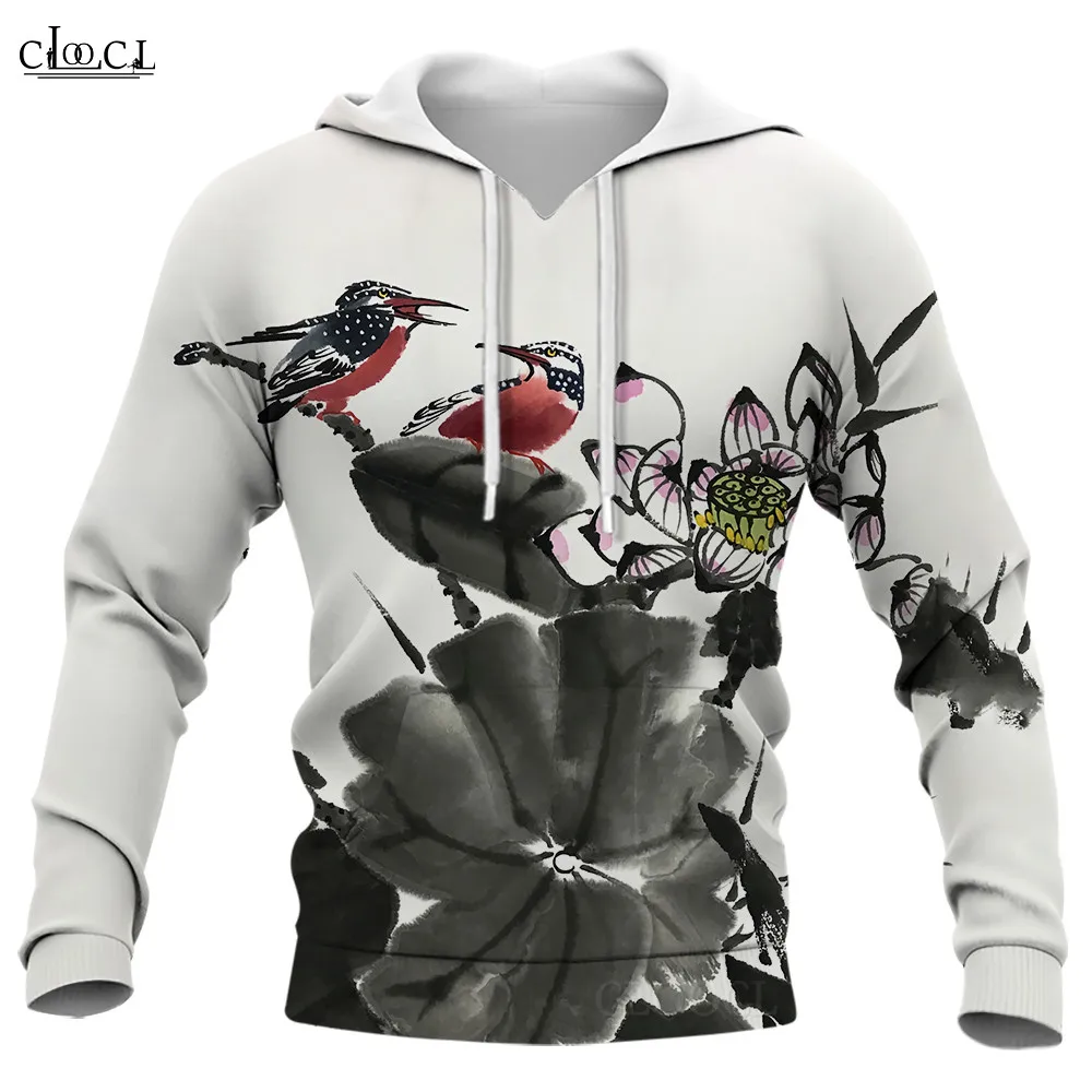 HXFashion Animal Hoodies Ink Painting Rooster Art 3D Printed Sweatshirts Men Women Casual Streetwear Harajuku Hoodie S-7XL