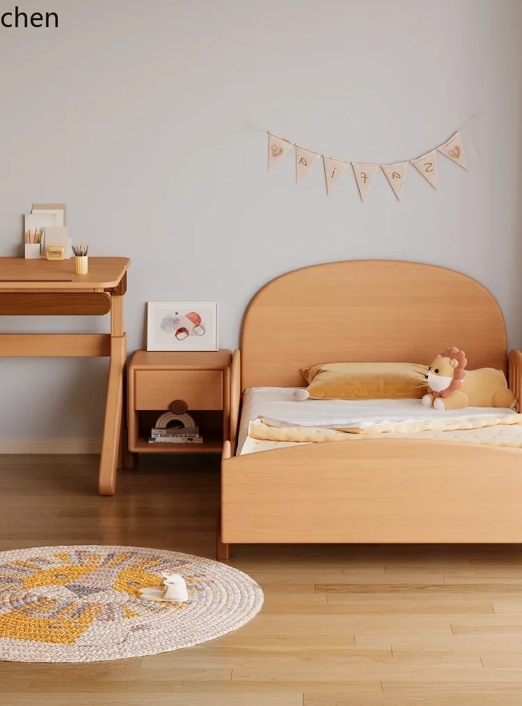 Solid Wood Children's Bedside Table Natural Beech Small Modern Simple