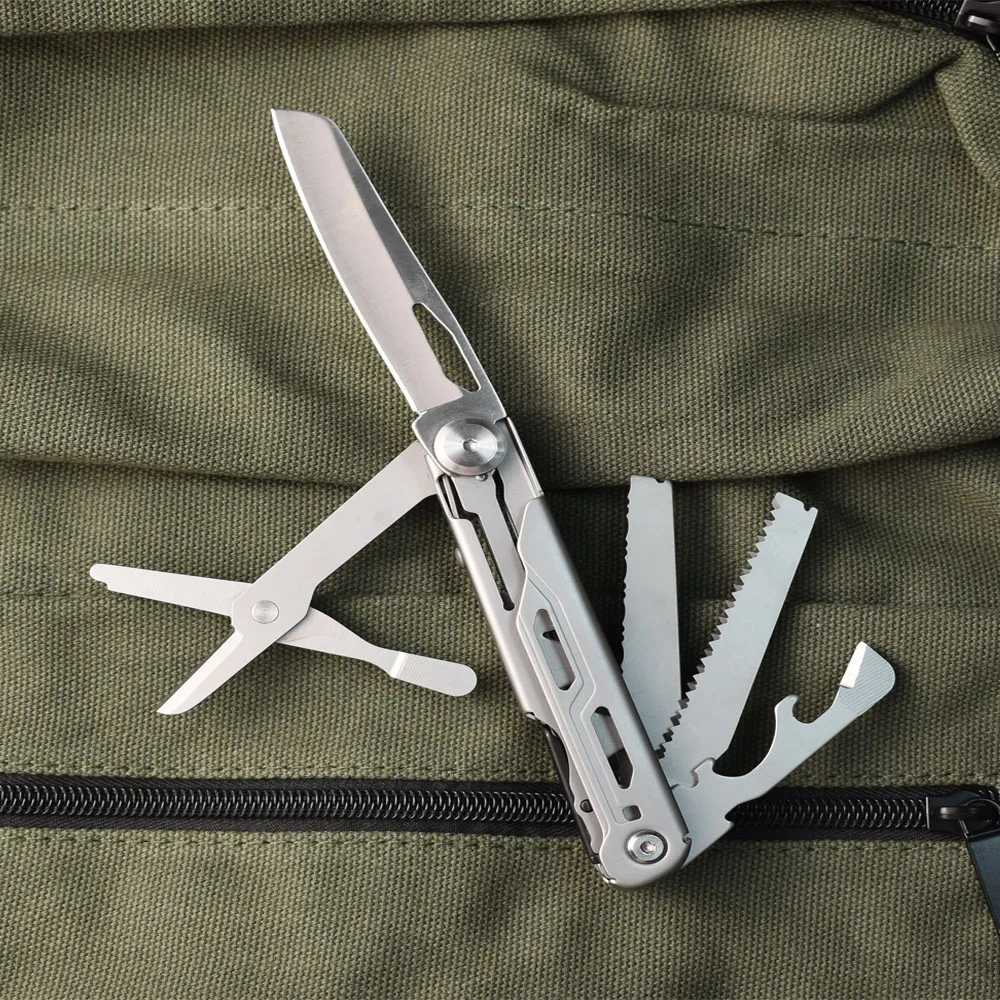 New Multitool Folding Knife Scissors 440 Steel EDC Pocket Multifunctional Knife Fork Outdoor Camping Emergency Combination Tool