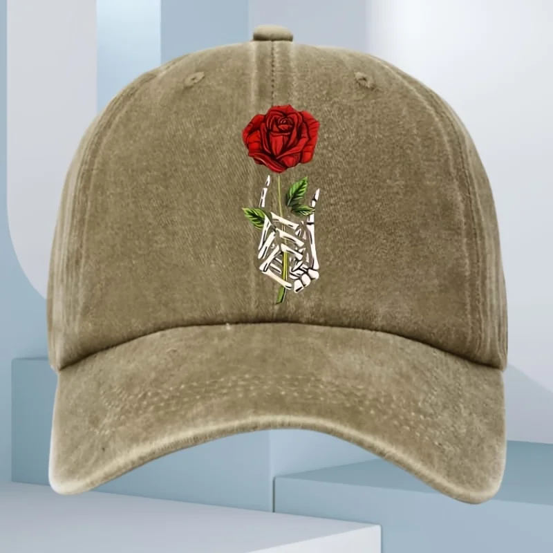 Baseballmütze mit Rosenschädel-Motiv, für Damen und Herren, Outdoor-Sport, Laufen, Sonnenschutz, tägliche Freizeitaktivitäten, Entenzungenhut