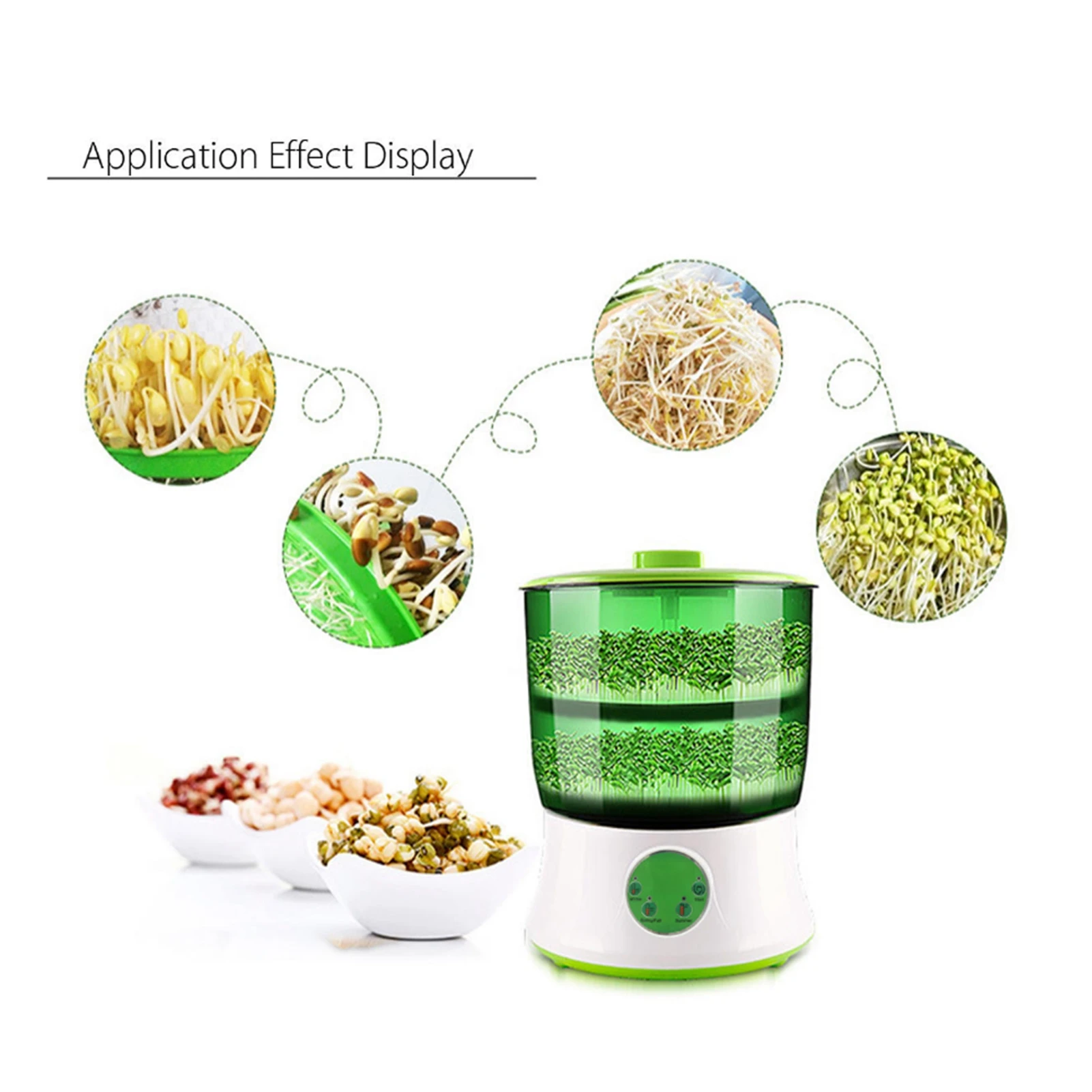 صانع براعم الفول التلقائي آلة براعم الفول المنزلية الذكية طبقة مزدوجة آلة براعم الفاصوليا صانع أدوات الحبوب #4