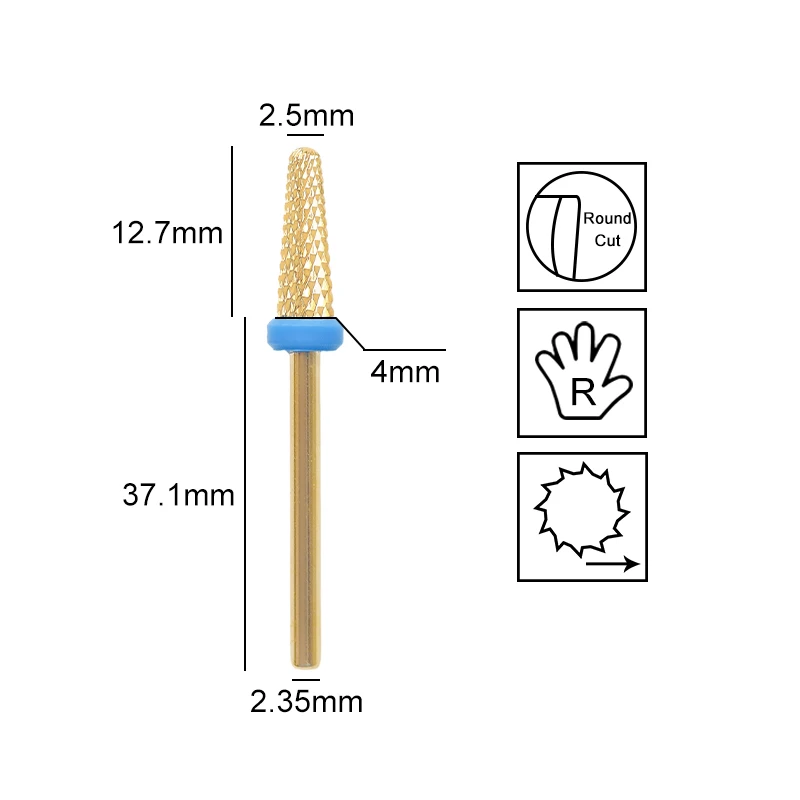 Kleine konische Hartmetall-Nagelbohrer für Rechtshänder, zum Auftragen von künstlichen Nägeln und zum Entfernen von Gel, Maniküre-Werkzeug, 3/32 Zoll – Detail 5