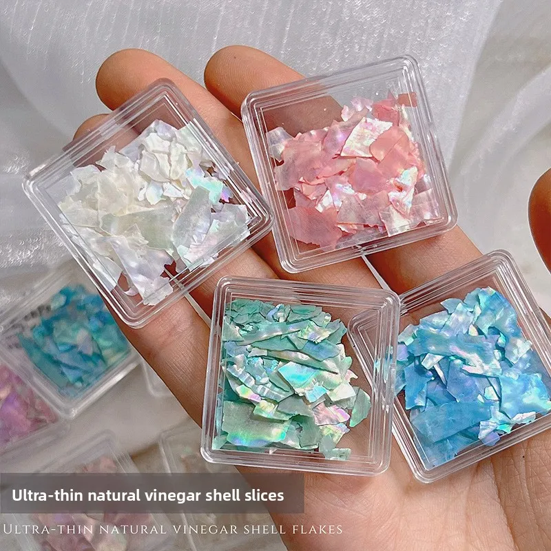 LYLE Shiny Mica Shell Fragments Nail Art Decorations Aurora Shell Slices Acrylic Nail Charms Nail Supplies for Manicure Design