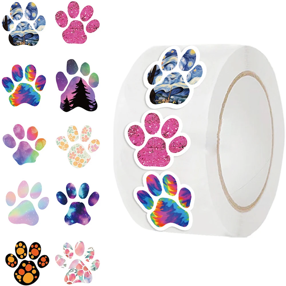 100-500pcs Creative Dog Paw Stickers Children Learning Reward Stationery Sticker Fashion Office School Decoration Seal Stickers