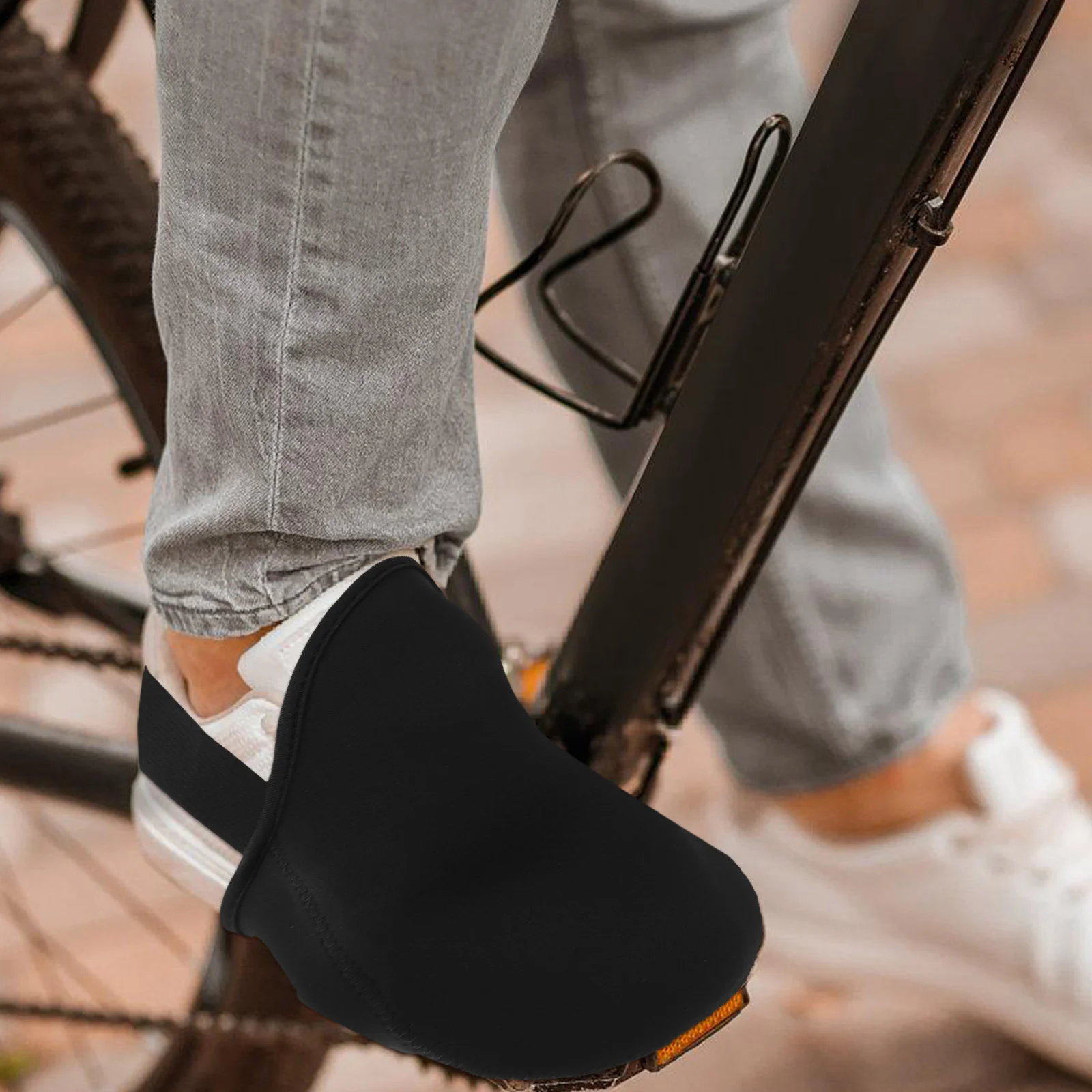 

2Pcs Cycling Shoe Covers Warm Windproof Non-Slip Half Shoe Covers Outdoor Riding Bike Toe Protectors Thermal Outdoor Overshoes