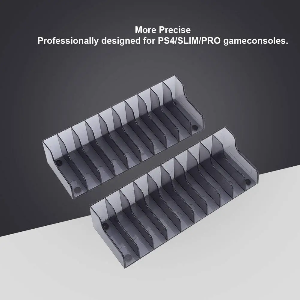 حامل تخزين قرص الألعاب PS4/Slim/Pro 10، حامل صندوق ألعاب صلب أسود لملحقات ألعاب PS4، قطعتان.