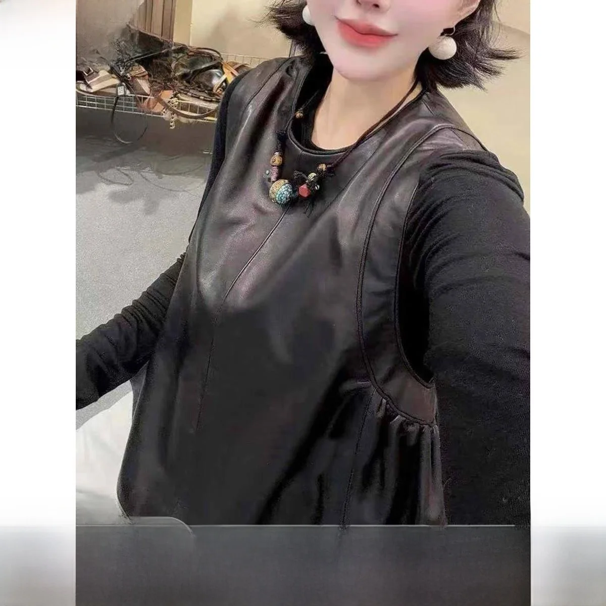 

Женский жилет из овчины, круглый верхний костюм Ne Jaet, новинка 2026, модный, свободный крой для поездок на работу