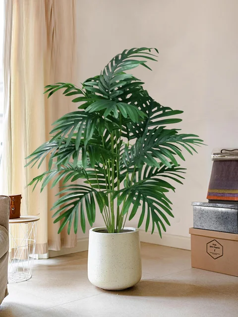 70-80cm Duża sztuczna palma Tropikalne zielone liście Fałszywe rośliny Plastikowa gałąź drzewa Monstera Faux do wystroju domowej kuchni