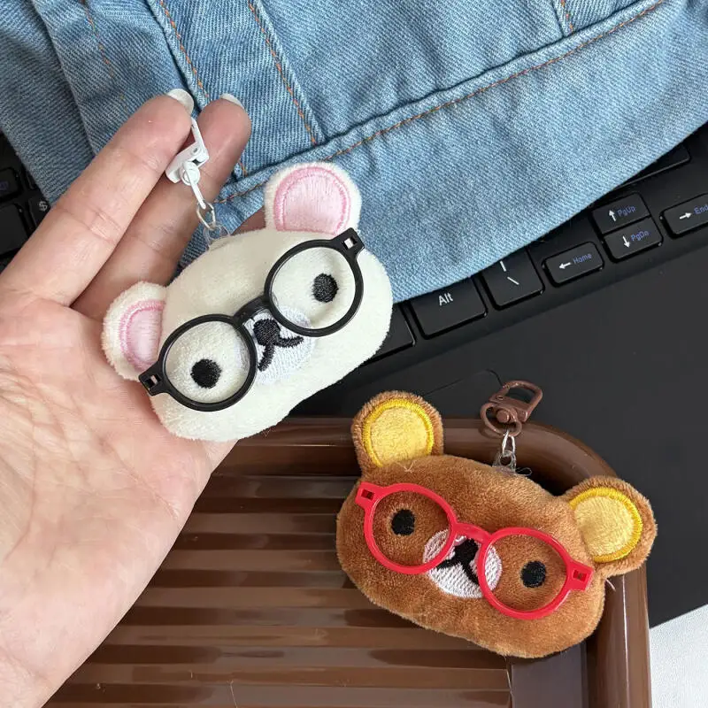 Japanese Style Rilakkuma Series Plush Keychain Glasses Bear Plush Toy Car Key Backpack Decoration Anime Peripherals Friend Gift - view 6