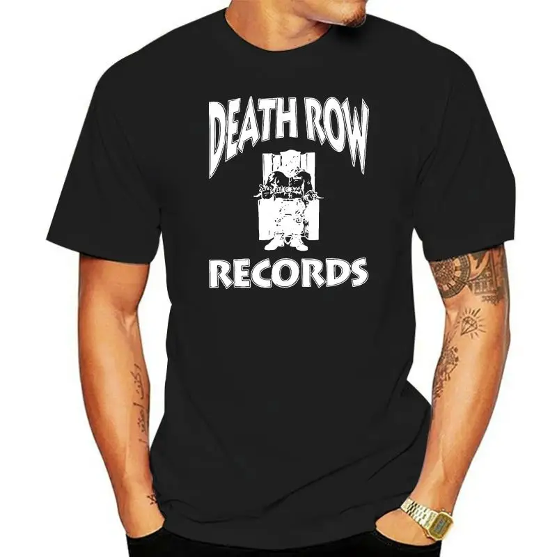 NEW DEATH ROW RECORDS Logo BLACK  WHITE 1SIDE T SHIRT Tee Shirt Mens 2022 New Tee Shirts Printing colour jurney Print Cool tops