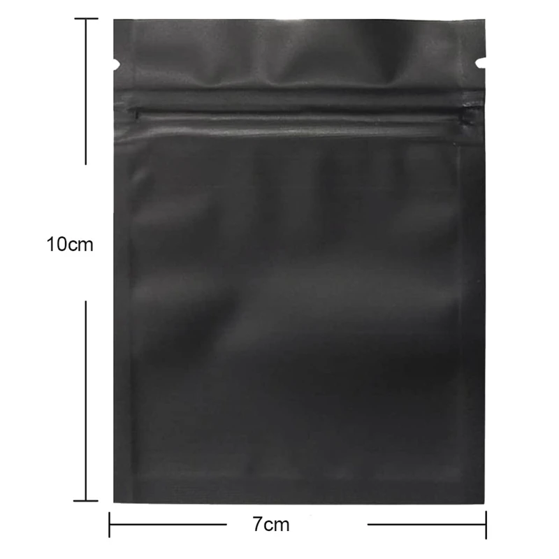 100 Pack Smell Proof Bags - 3 X 4 Inch Resealable Mylar Bags Foil Pouch Bag Flat Zipper Closure Bag Matte Black