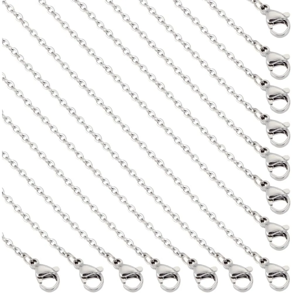 

30pcs 23.63inch Unisex Cable Chains Necklaces 304 Stainless Steel Chains Cable Chain Necklace with Lobster Claw Clasps Metal
