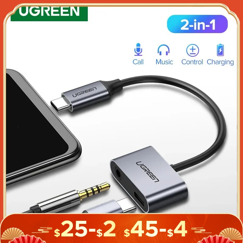 UGREEN USB C to Jack 3.5 Type C Cable Adapter USB Type C 3.5mm AUX Earphone Converter for Huawei P20 Pro Xiaomi Mi 6 8 9 se Note