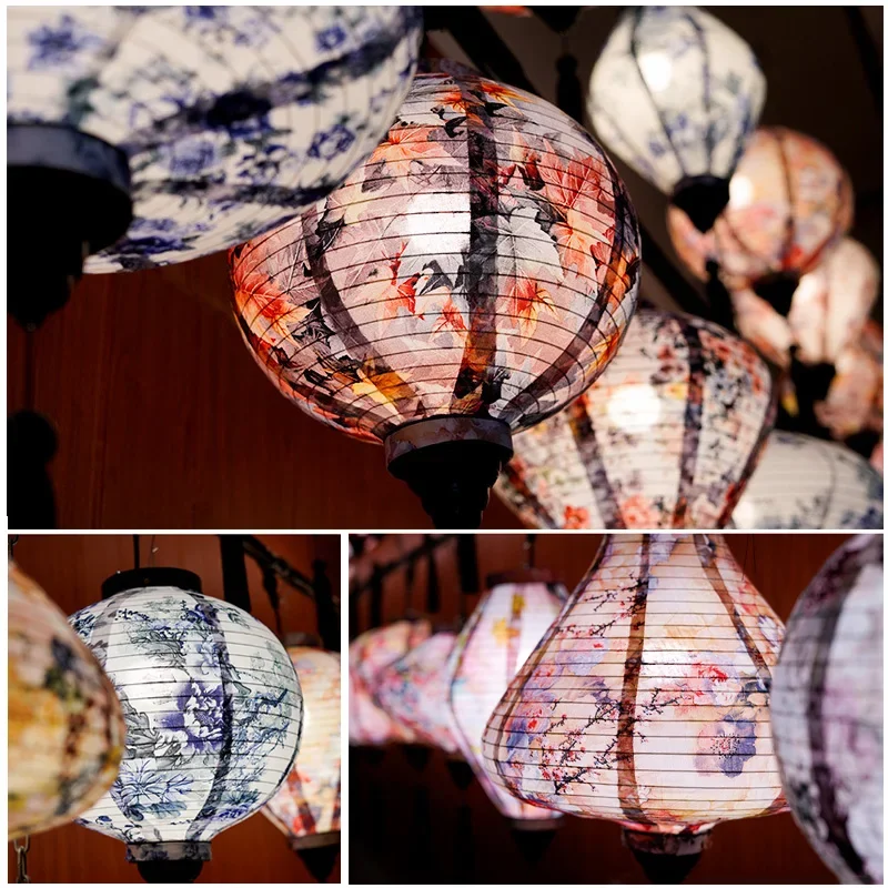 Chinese Oriental Style Light Palace Lantern, Chic Floral Pattern Cloth, Mid Autumn and Spring Festival Party Decor, 12\