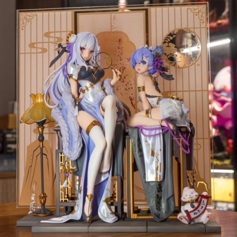 Re: Zero - Starting Life In Another World Cheongsam Model Emilia Rem Action Figure Anime Enthusiasts Collect Model Gifts