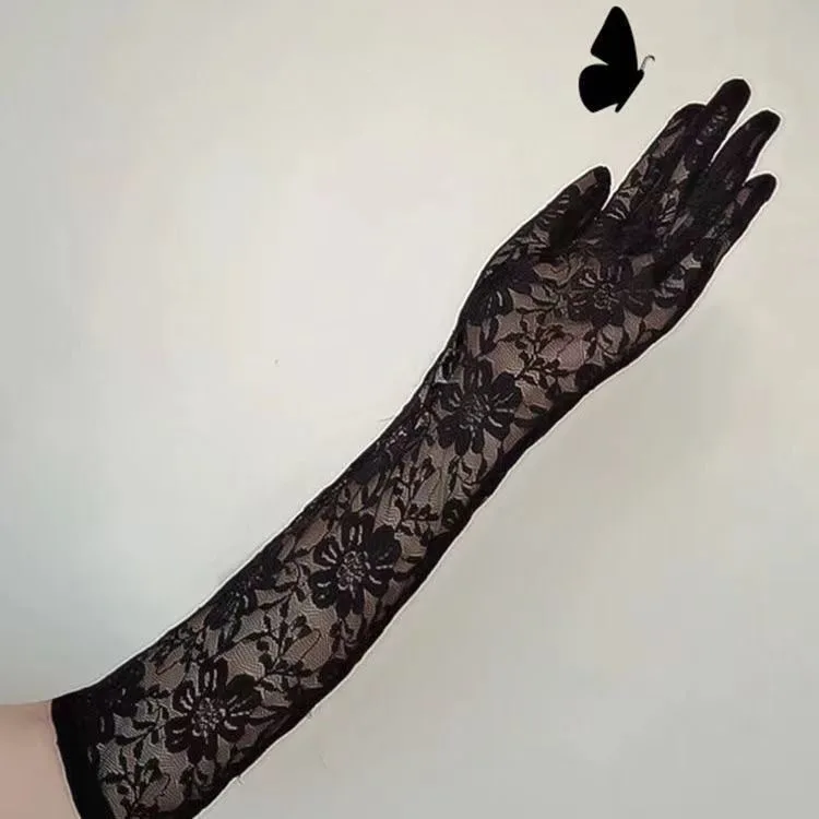 Girl Group Lolita Spitzenhandschuhe | Sexy Foto-Requisiten im Retro-Stil aus durchsichtigem Netzstoff | Manschetten für Hochzeitskleiderärmel | Stylingzubehör für Damen – Detail 25