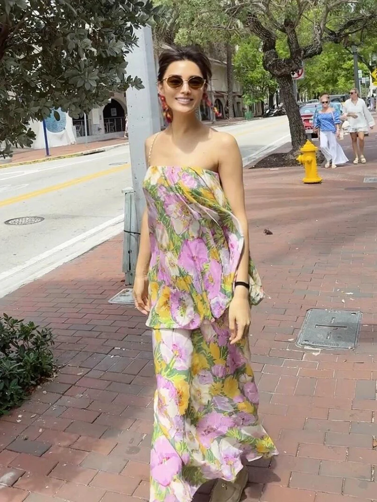 Retro Floral One oulder Dr Women's Island Vaion Beach Skirt Slimming Long Dr Svel High Waist Poly Fiber