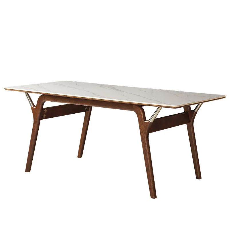 

Italian minimalisslab dining table and chair combination modern minimalist display sample table pure white rock slab dining