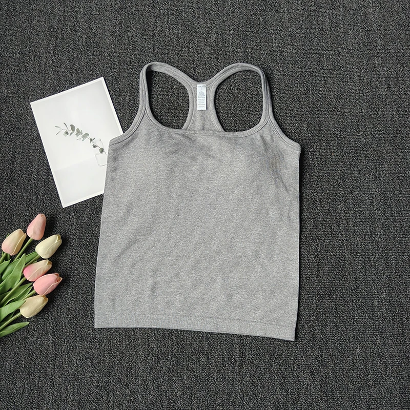 Women's SleevelessYoga Vest Ribbed Gym Tank Top Push Up Sport Vest Sports Running Fitness Vest Workout Top Padded Yoga Clothing image 4