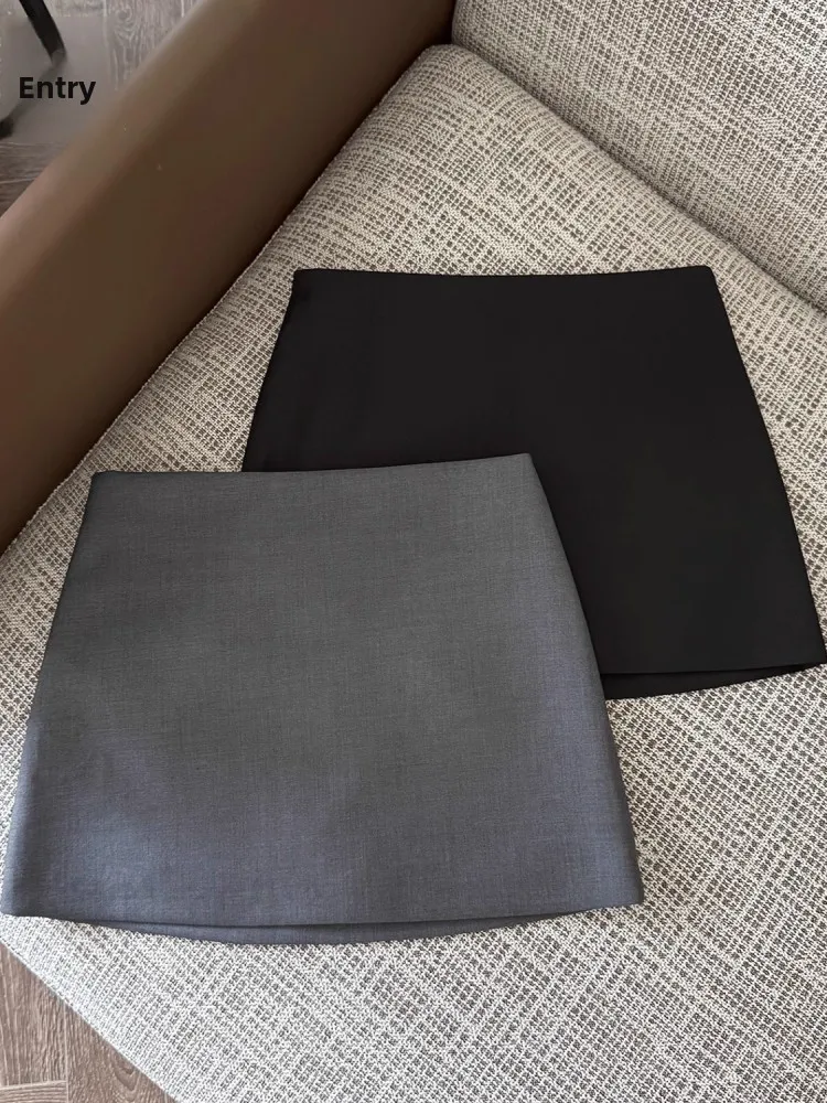 Black High Waist A-Line  Skirt Suit for Women Summer New Style Small Size American Hot Girl Short Skirt City Commute