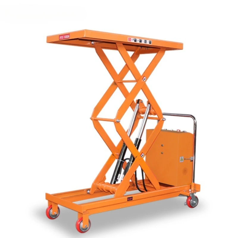 Plataforma eletro-hidráulica de elevação, tesoura, garfo, plataforma, carro, bateria móvel, empilhamento, carro, carregamento manual e descarga