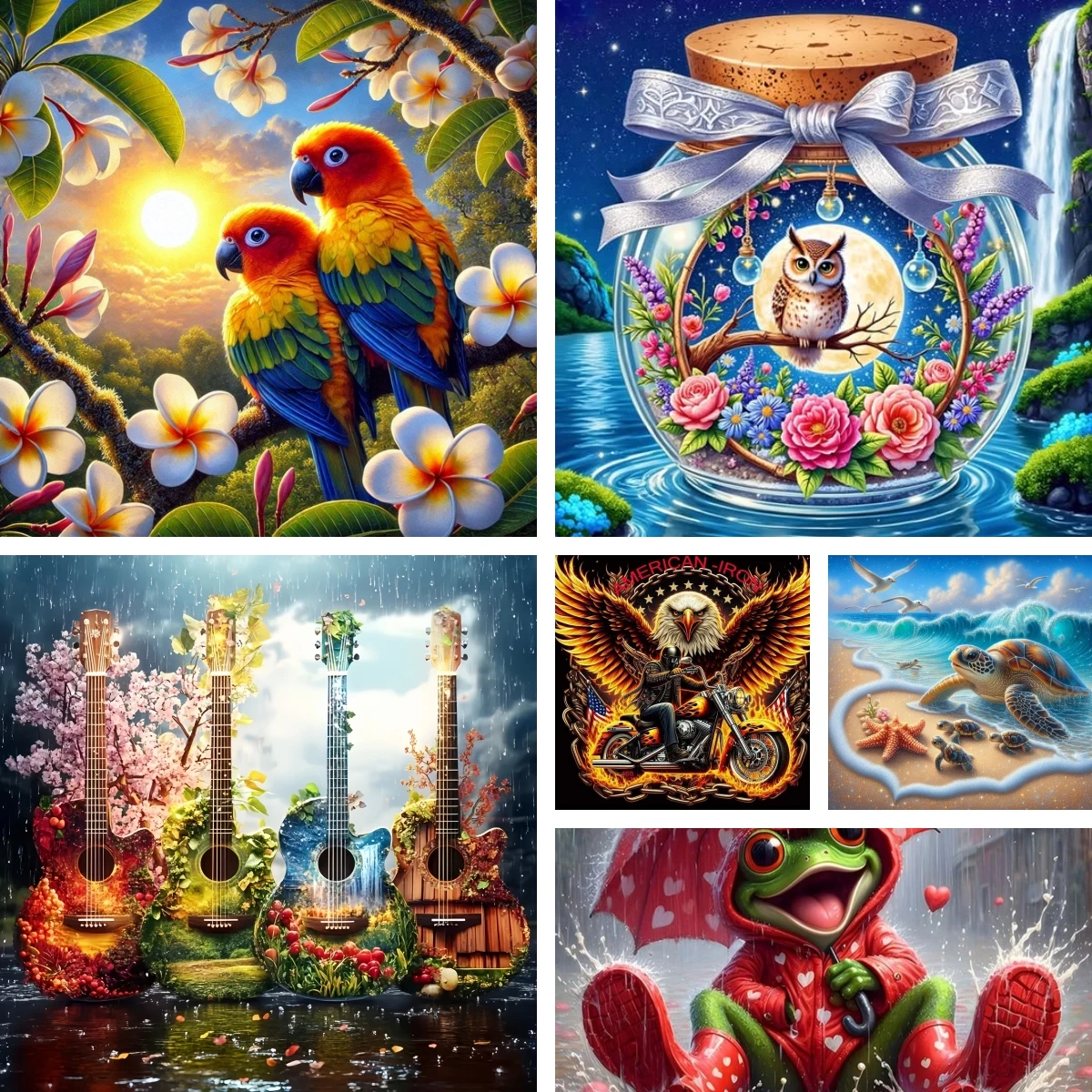 

New Arrivals Musical Tree Guitar Diamond Painting Macaw Tropical Parrots Diamond Mosaic Kit Craft Soulful Imagination Decor