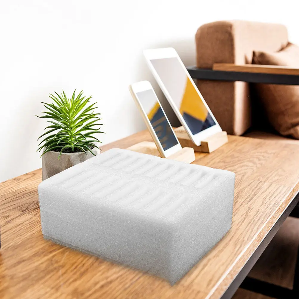 

2Pcs White Foam Mobile Phone Organizer Multi Slot Storage Box Portable Cell Phone Holder for Office Meeting Room Desk Storage