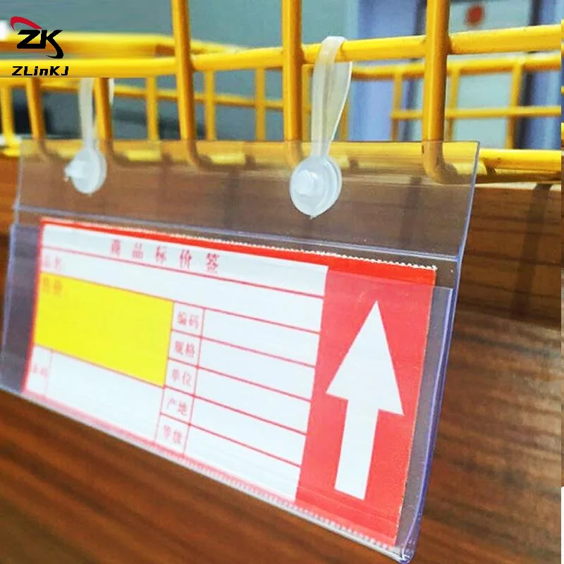 20Pcs Transparent PVC Display Holders Price Sign Card Label Promotion Buckles Hang On Mesh Rack Basket Shelf For Supermarket