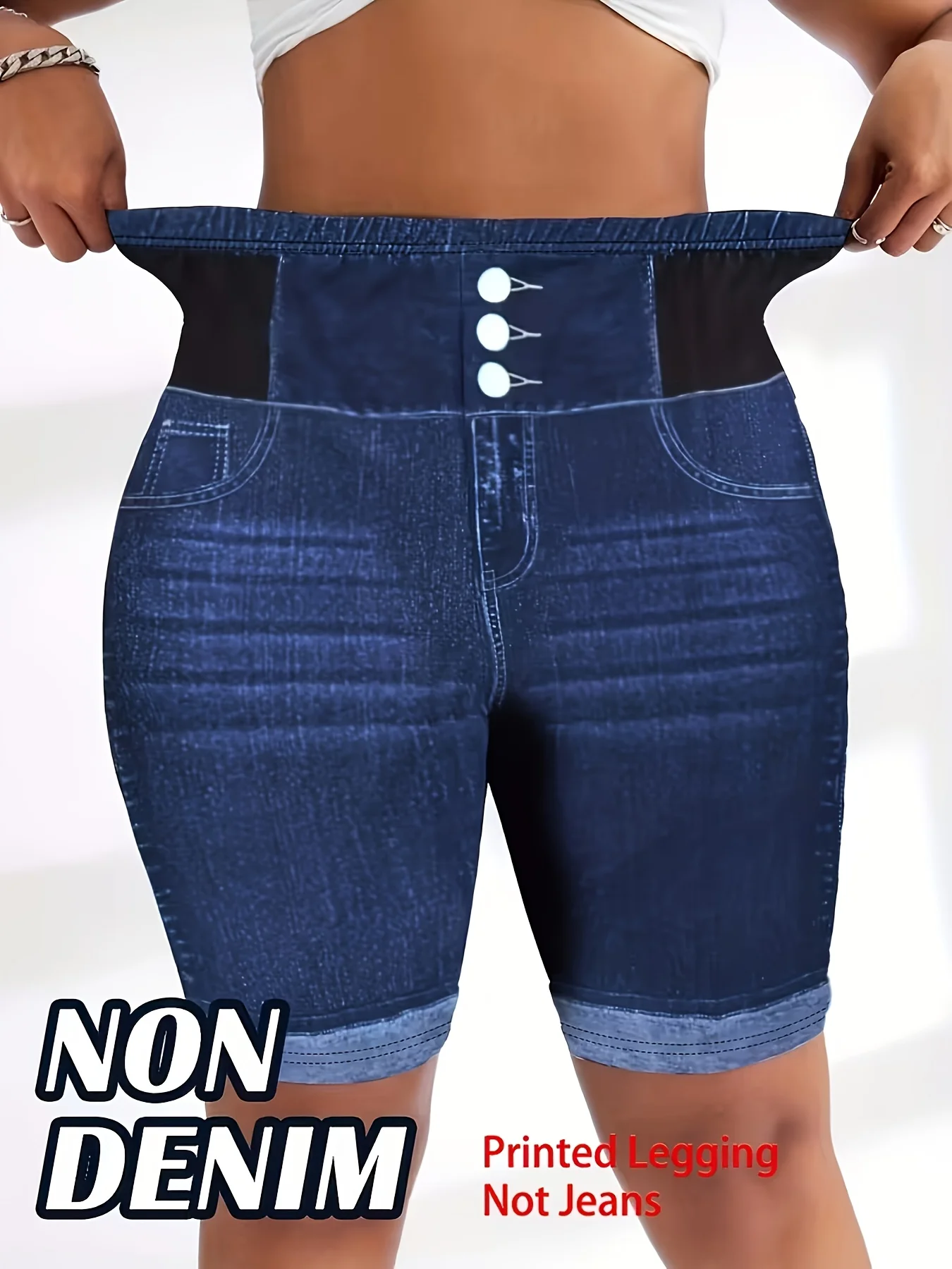 Printed Leggings, Non-Denim Fabric-2026 Spring and Summer Hit Non-Denim Slim-Fit Base Layer Shorts