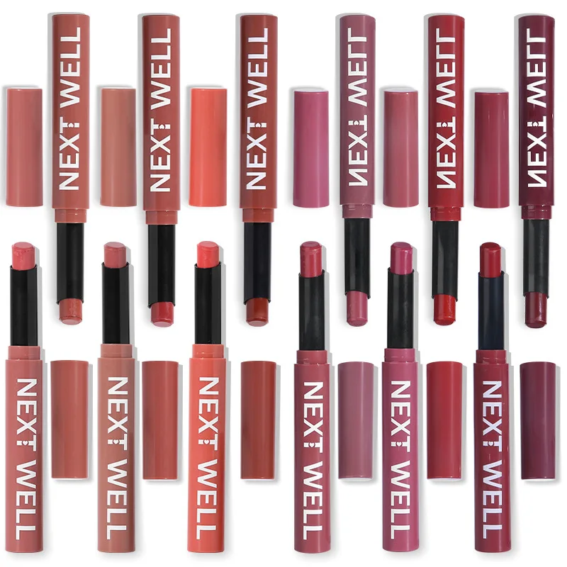 อายไลเนอร์ให้ความชุ่มชื้น 12 สีและปากกาไลเนอร์ริมฝีปากพร้อมปลายเอียง หมุนได้ เคลือบด้าน และปากกาลิปปากกาแสดงสีสดใส