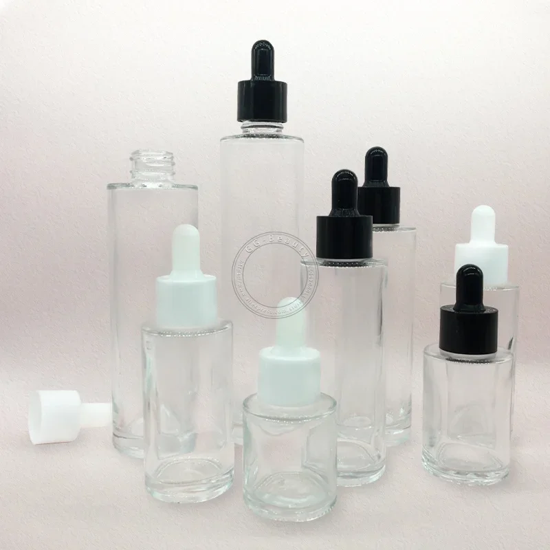 

whosesale high quality Clear Glass Dropper Bottles with Pipette Refillable Perfume Liquids Cosmetics Bottle Jars Vials with cap