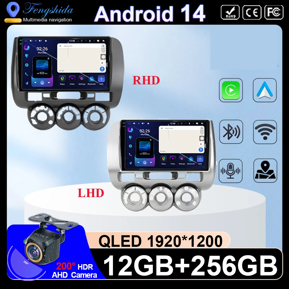 

Honda Fit Jazz LDH RDH Android 14 car head unit multimedia video GPS player radio Wireless Carplay Car 5G WIFI high-performance