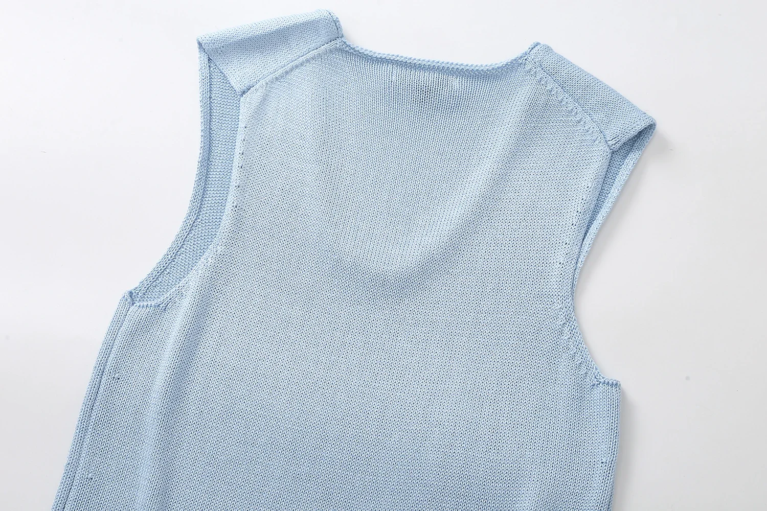 Ethereal  2024  new style of Solid color casual simple U-neck knit vest sleeveless T-shirt top