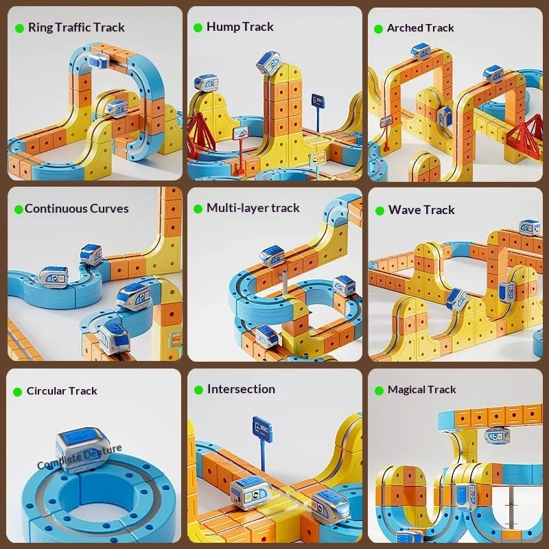 ماجيك تحويل المكعب المغناطيسي المسار اللبنات الكهرومغناطيسية المضادة للجاذبية عالية السرعة السكك الحديدية لعبة مجسمة مركبة #4