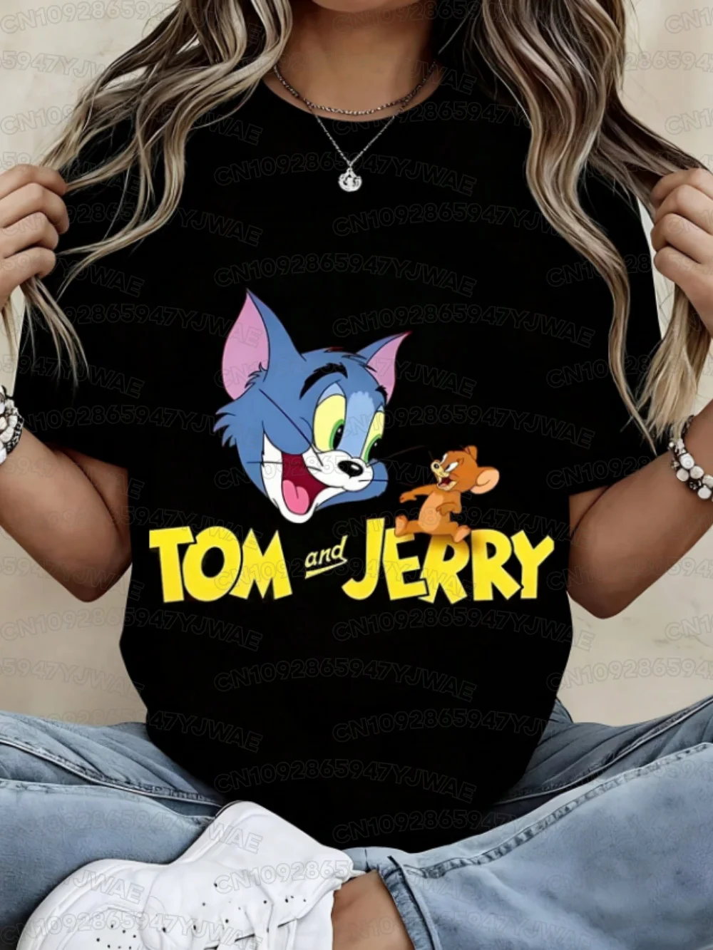 2026 Sommer Neue Herren- und Damen-T-Shirts mit Cartoon-Motiv Tom und Jerry, Kurzarm, Atmungsaktiv, Rundhals, Lässige Paar-T-Shirts – Detail 3
