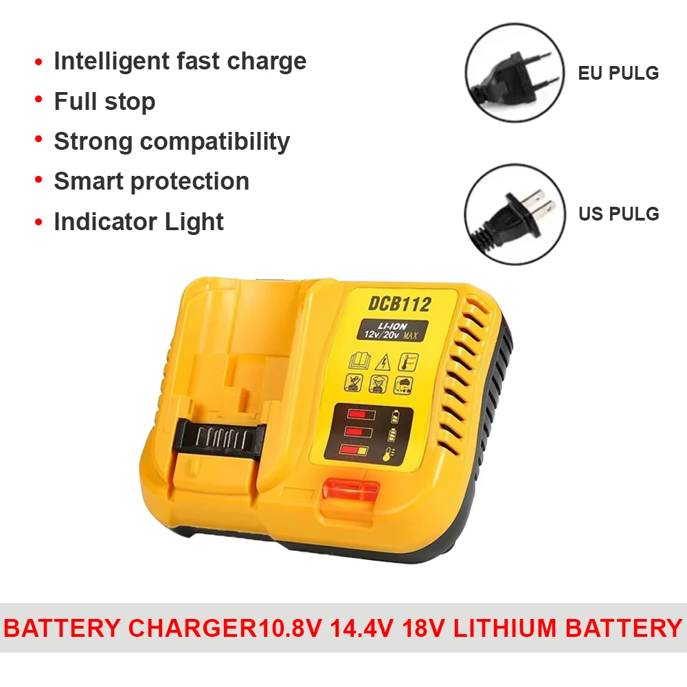 Replacement DCB112 Battery Charger for Dewalt 10.8V-20V Lithium Ion Batteries DCB101 DCB105 DCB107 DCB115, Universal Power Tool