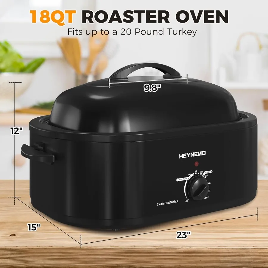 20Qt Roaster Oven Buffet with SelfBasting Lid for Large Family Meals and Holiday Cooking 1450W Stainless Steel Electric Turkey