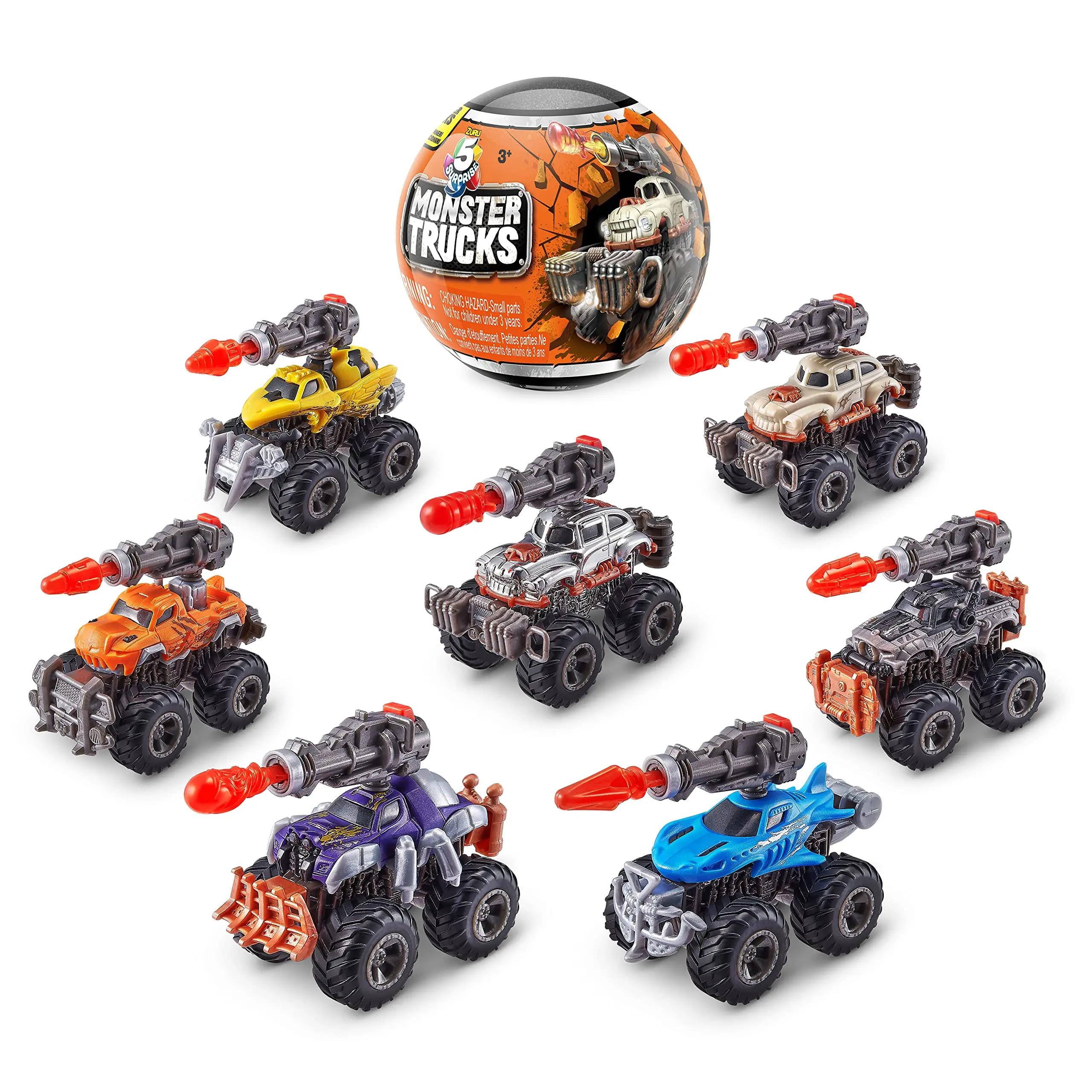 ZURU 5 Surprise Monster Trucks Glow Riders Series 2 Mystery Collectible Capsule Ball Collectible Toys Holiday Gifts for Children