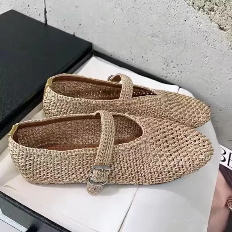 

Designer Brand Original Hand Woven Ballet Shoes For Women, Hollowed Out Breathable Genuine Leather Mary Jane Single Shoes