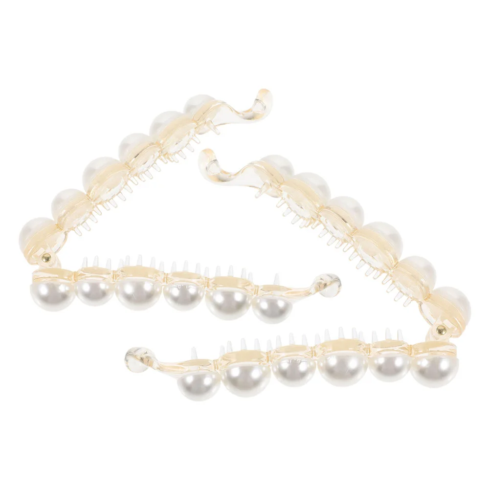 

2 шт., заколка-банан с жемчугом для тонких волос, стильные заколки с жемчугом, аксессуары для волос для женщин, свадеб, вечеринок и повседневного использования, шикарный ха