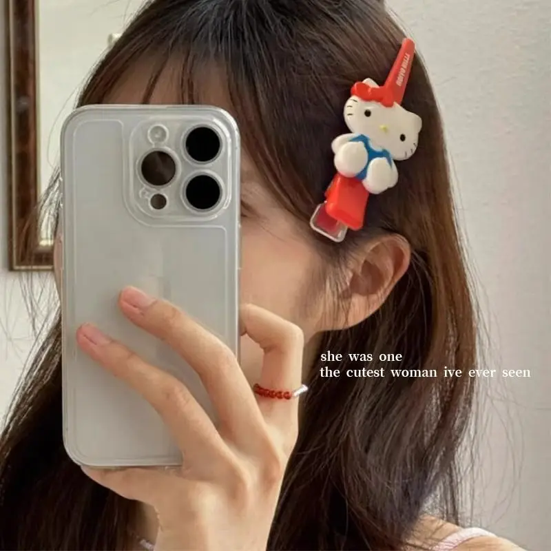 Sanrio Hello Kitty Grampo de Cabelo para Meninas, Anime Kawaii Cat, Lado Vermelho Fragmentado Pin de Cabelo, Acessórios Cosplay, Itens Bonitos Kt, Presentes