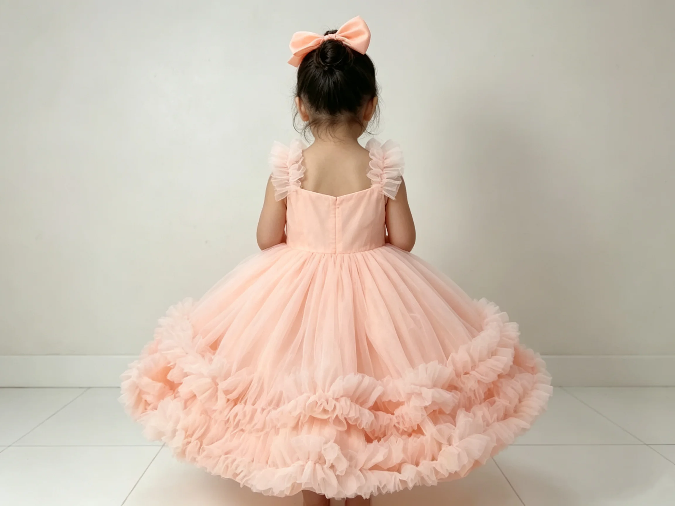 High-quality Thin Gauze Girl Birthday Party Dress Sleeveless Backless Design Ball Gown Wedding Prom Kid Dress Customized