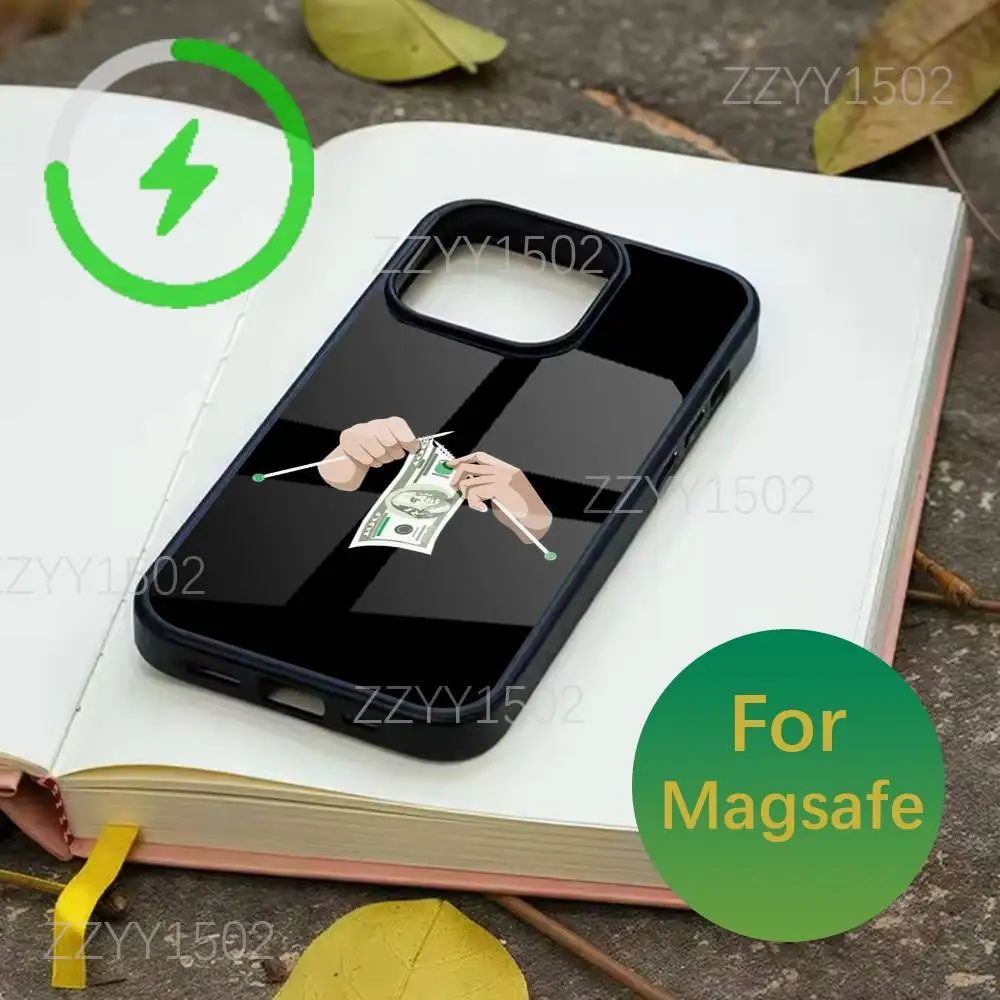 เคสโทรศัพท์ลายเงิน 100 ดอลลาร์ สำหรับ iPhone 17,16,15,14,13,12,11,Pro,Max,Plus,Mini,SE4,E รองรับการชาร์จไร้สาย Magsafe