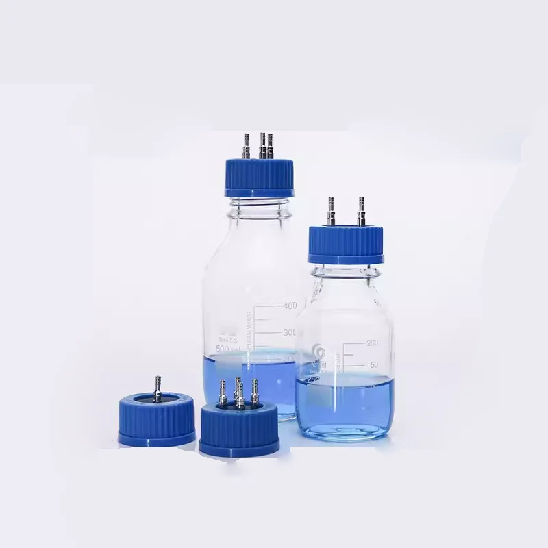 

Blue cap reagent bottle transparent glass silk mouth reagent bottle GL45 screw mouth laboratory stainless steel feeding bottle