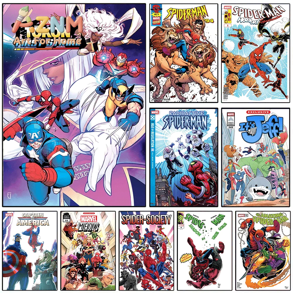 Marvel Tokon First Strike Comic Canvas Print, Superhero Team Graphic Art Poster, Frameless Canvas Wall Picture for Man Cave Ga