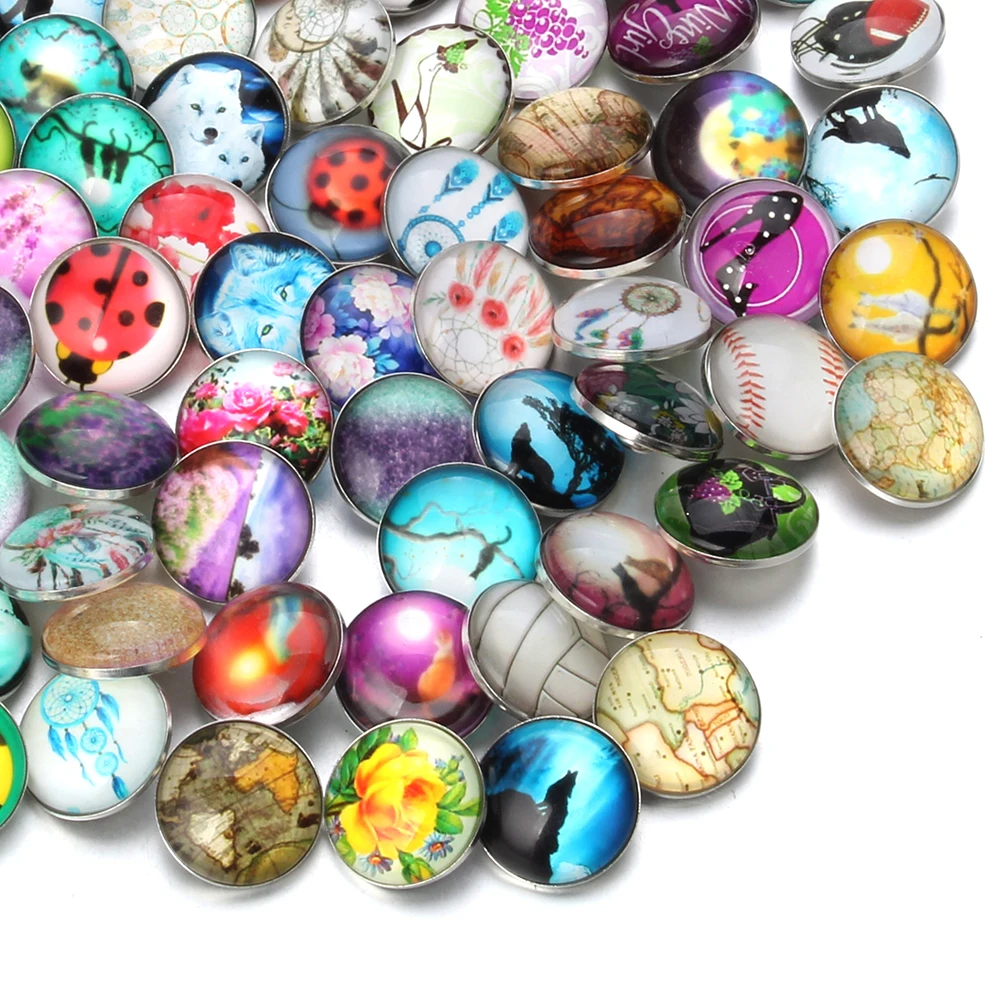 Wholesale 10pcs/lot 18mm Snap Jewelry Mix Many Styles 18mm Metal Snap buttons Silver Color buttons Rhinestone Snaps Jewelry