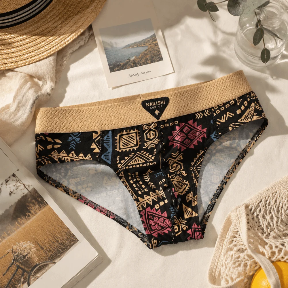 Pouch Boxer Pouch - 미드 웨이스트 프린트 언더웨어 란제리 스트라이프