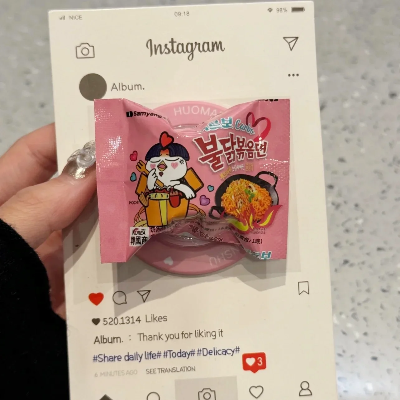 Fideos Instantáneos Coreanos 3D, Ramen Picante, Soporte Magnético para Teléfono Magsafe, Soporte de Carga Inalámbrica para iPhone