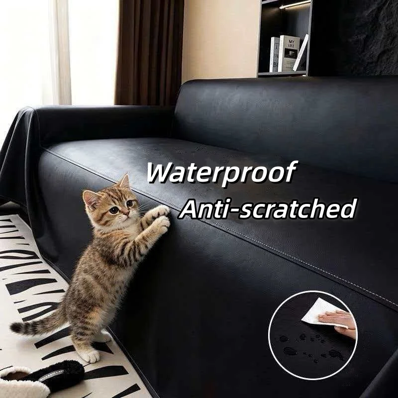 Waterproof Stain-Resistant PU Leather Sofa Cover Urine-Proof No-Wash Seat Protector Pads Full Coverage Anti-Hair Sofa Slipcover